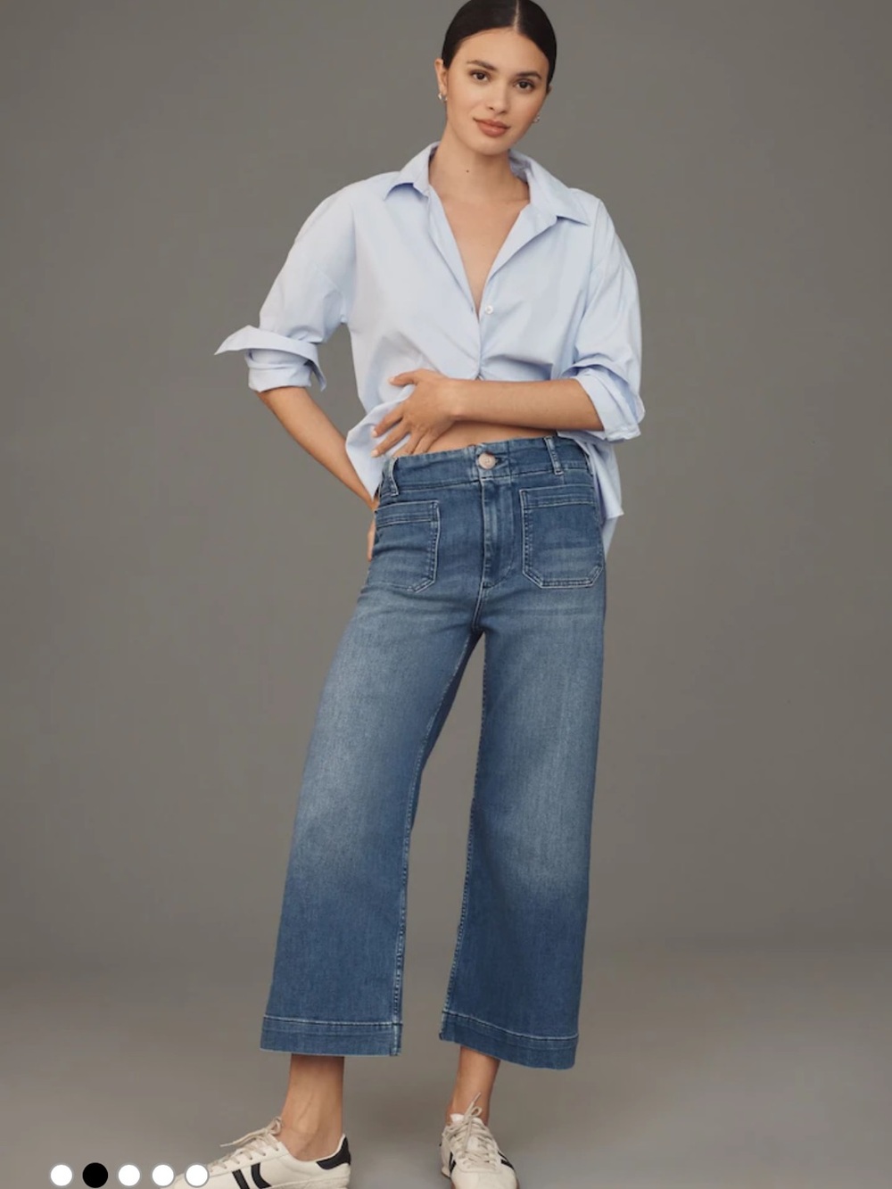 Maeve “The Colette” Medium Blue Cropped Wide-Leg Jeans sz 29 - Picture 2 of 12